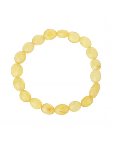 Milky Olive Polished Baltic Amber Beads Bracelet for Adult