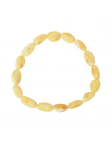 Raw Milky Olive Shape Baltic Amber Beads  Bracelet for Adult