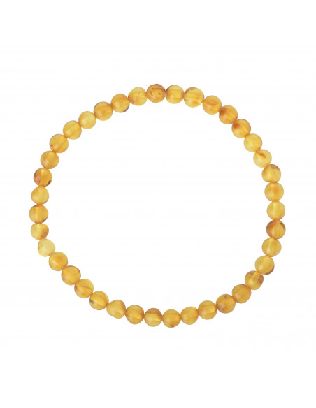 Lemon Round Polished Baltic Amber Beads Bracelet for Adult