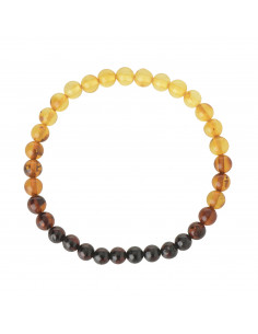 Rainbow Round Polished Baltic Amber Beads Bracelet for Adult