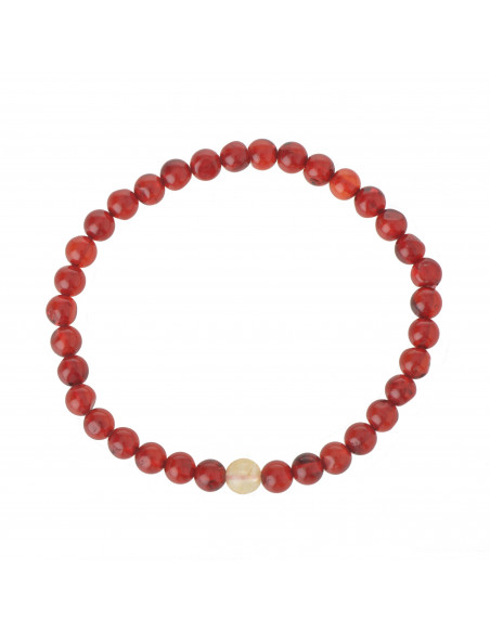 Red Round Polished Baltic Amber & Citrine Bracelet for Adult