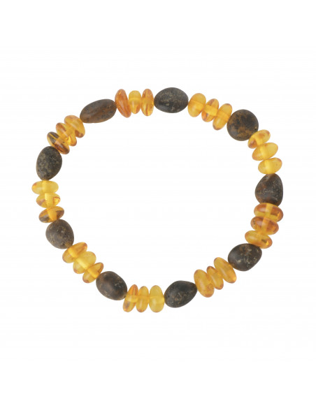 Green Olive Raw & Honey Baroque Polished Baltic Amber Beads Bracelet for Adult
