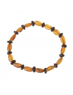 Honey Olive & Cherry Baroque Polished Baltic Amber Beads Bracelet for Adult