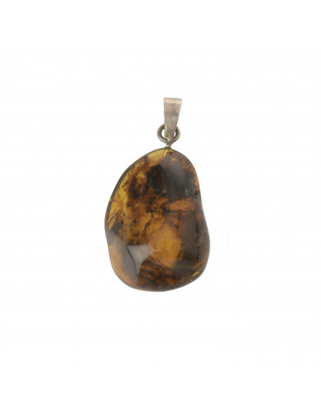 Green Baltic Amber Pendant with 925 Sterling Silver