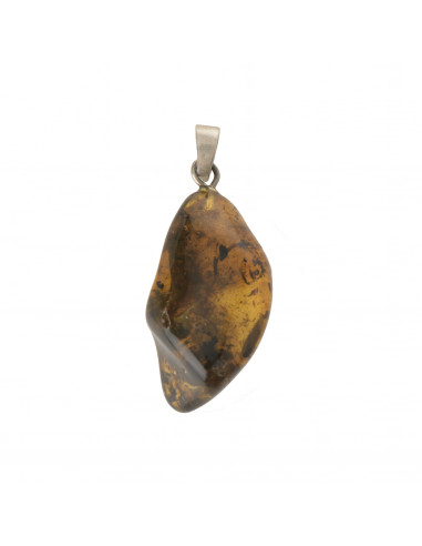 Green Baltic Amber Pendant with 925 Sterling Silver
