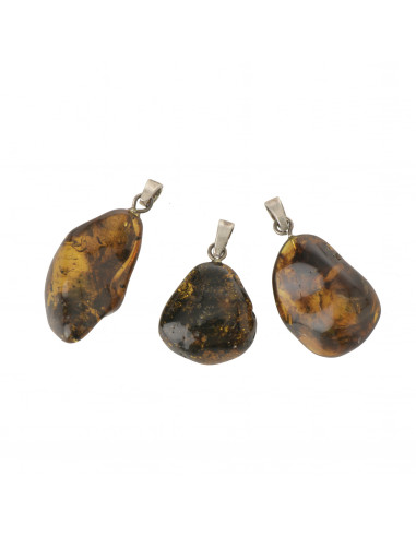 Green Baltic Amber Pendant with 925 Sterling Silver
