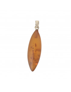 Cognac Raw Baltic Amber Pendant with 925 Sterling Silver