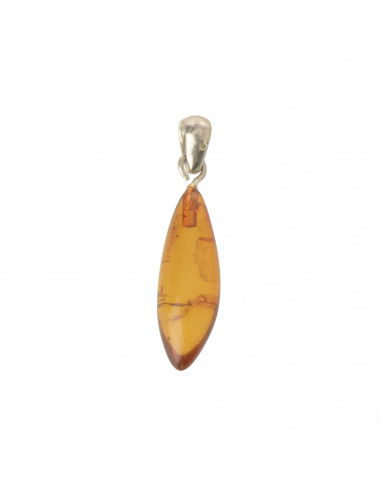 Cognac Polished Baltic Amber Pendants with  925 Sterling Silver