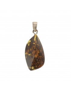Green Baltic Amber Pendant with 925 Sterling Silver