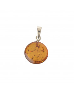 Cognac Polished Amber Pendant with 925 Sterling Silver