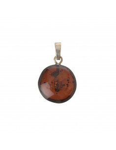 Cherry Polished Amber Pendant with 925 Sterling Silver