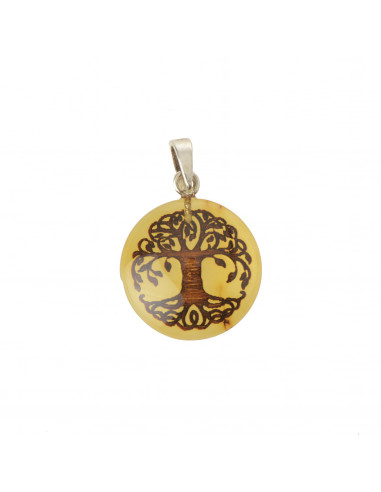 Tree of Life Genuine Baltic Amber Pendant With 925 Sterling Silver