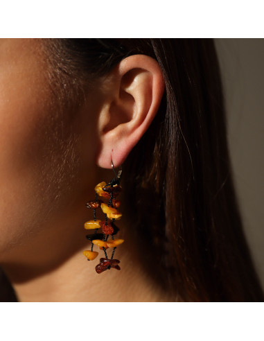 Rainbow Baltic Amber Drop Earrings