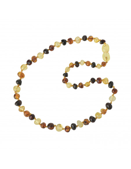 Multi Color Polished Baroque Baltic Amber Teething Necklace for Baby