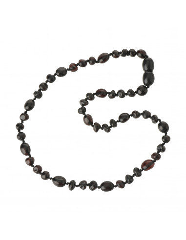 1Cherry Olive & 3 Cherry Baroque Polished Baltic Amber Teething Necklace for Baby