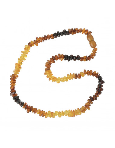 Rainbow Pattern Half Baroque Polished Baltic Amber Beads Teething Necklace for Baby