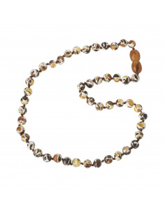 Mosaic Palstic and Baltic Amber Polished Bead Necklace for Baby