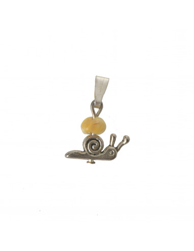 Milky Baltic Amber Snail Pendant