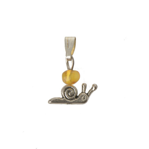 Lemon Baltic Amber Snail Pendant