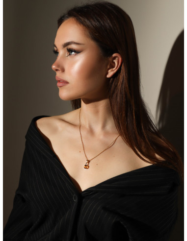 Green Faceted Amber and Gold Plated Silver Pendant