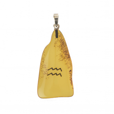 Amber Pendant with Zodiac Symbols