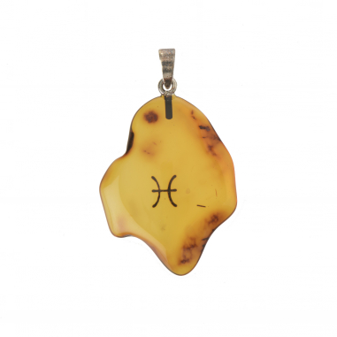 Amber Pendant with Zodiac Symbols