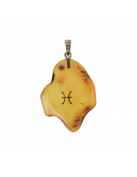 Amber Pendant with Zodiac Symbols