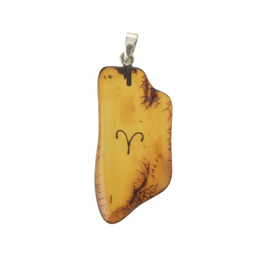 Amber Pendant with Zodiac Symbols