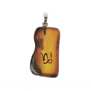 Amber Pendant with Zodiac Symbols