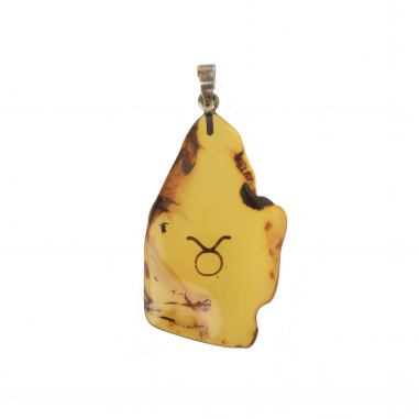 Amber Pendant with Zodiac Symbols