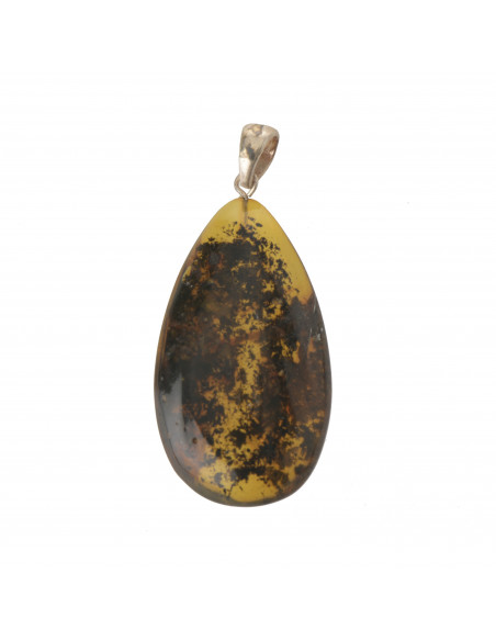 Green Baltic Amber Pendant for Adults with 925 Sterling Silver