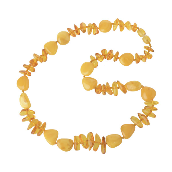 Milky & Lemon Olive & Chip Polished Amber Beads Necklace for Adult
