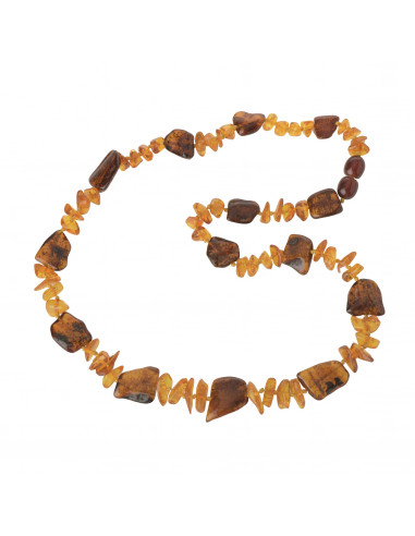 Cognac Chip & Honey Bean Polished Amber Necklace for Adult