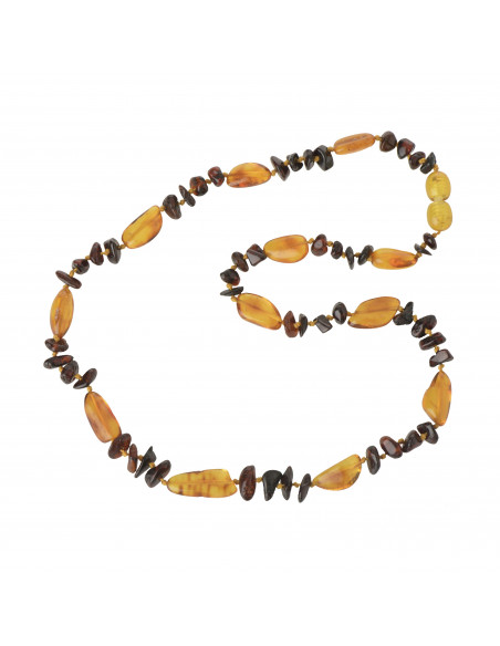 Cherry Chip & Lemon Bean Polished Amber Necklace for Adult