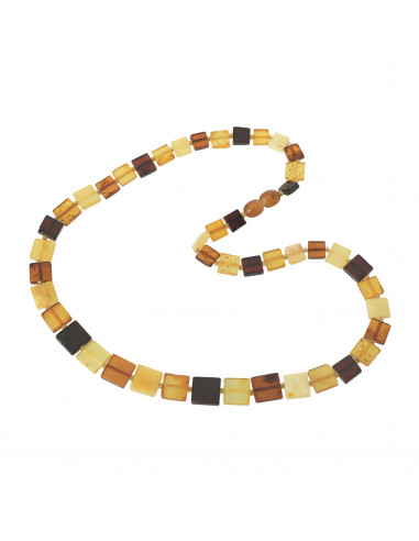 Multi Color Polished Plates Amber Necklace for Adult