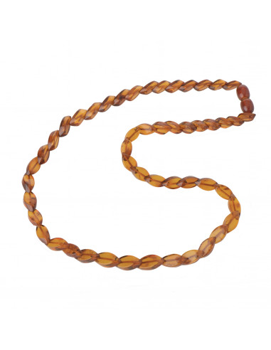 Cognac Snake Shaped Polished Amber Necklace for Adult