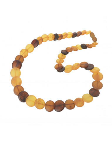 Multi Color Raw Disk Shape Amber Necklace for Adult