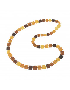 Multi Color Raw Square Amber Beads Necklace for Adult