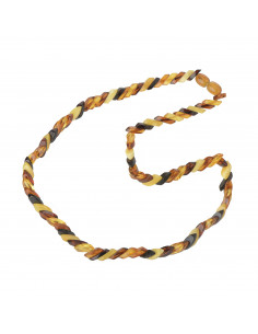 Multi Color & Milky Polished Snake Shape Amber Necklace for Adult
