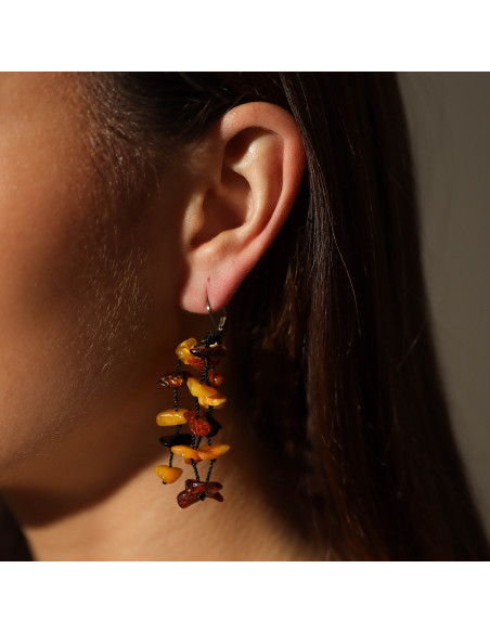 Multi Color Amber Drop Earrings
