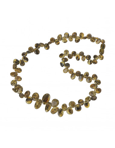Green Polished Baltic Amber Necklace for Adult