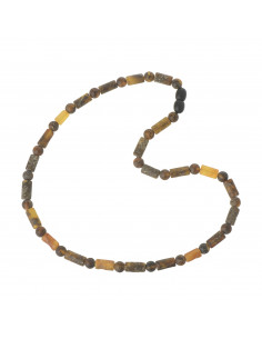 Green Round & Cylinder Raw Amber Necklace for Men