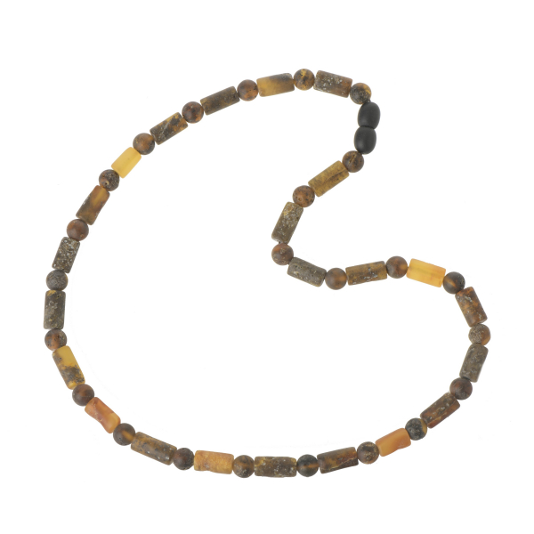 Green Round & Cylinder Raw Amber Necklace for Men