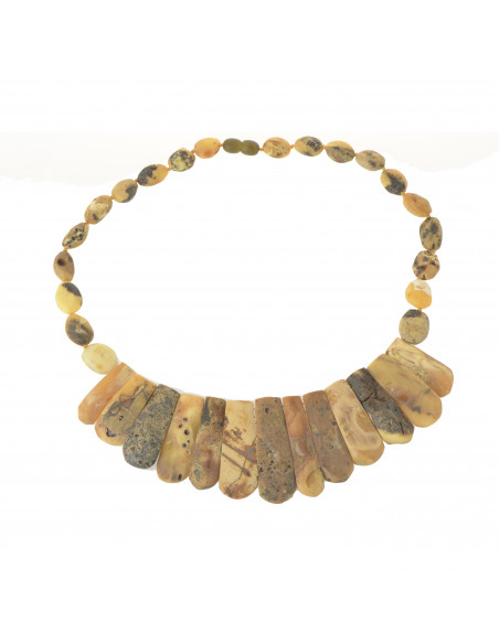 Green Raw Amber Necklace for Adult