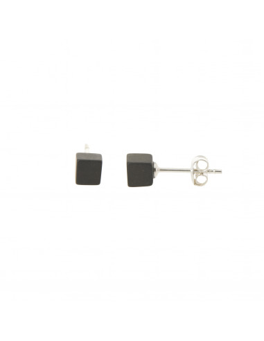 Cherry Raw Baltic Amber Square Shape Stud Earrings with 925 Sterling Silver