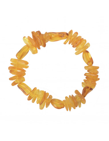 Honey Olive & Lemon Chip Polished Amber Bracelet for Adult