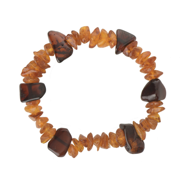 Cognac Olive & Cognac Chip Polished Amber Bracelet for Adult