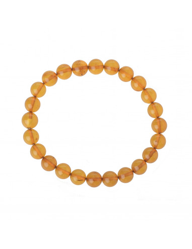 Polished Round Cognac Baltic Amber Bracelet for Adult