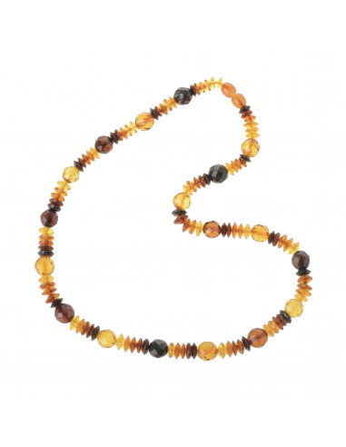 Multi Color Faceted Polished Baltic Amber Necklace for Adult