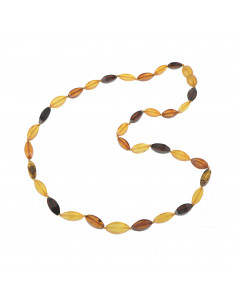 Multi Color Olive Polished Baltic Amber Necklace for Adult